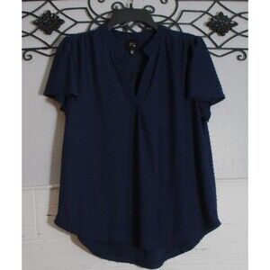 W5 Women's Top Size S Short Sleeve Navy Blue V Neck